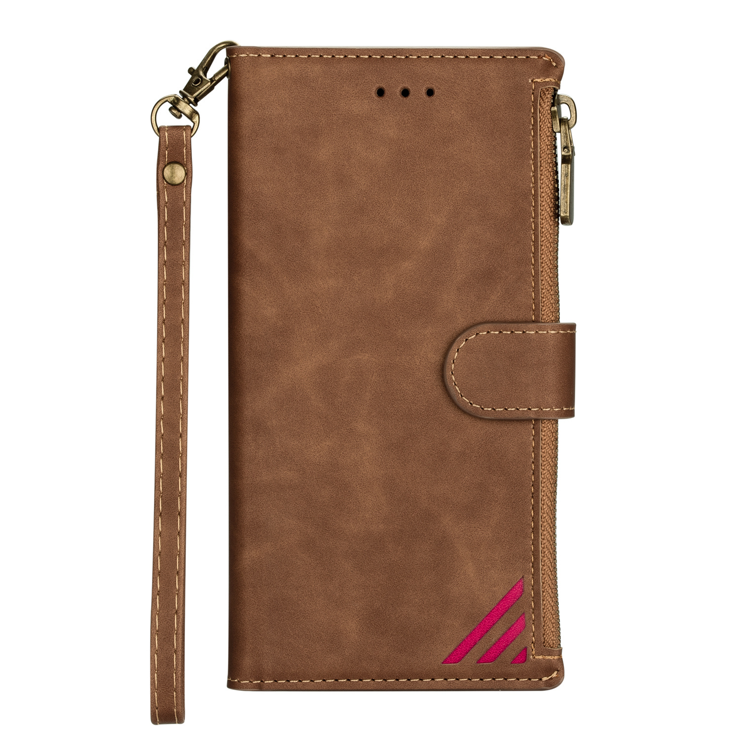 iPhone X hoesje - Bookcase - Patroon - Pasjeshouder - Portemonnee - Kunstleer - Bruin afbeelding