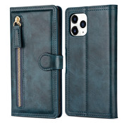 JVS Products iPhone 12 Pro Max hoesje - Bookcase - Pasjeshouder - Portemonnee - Rits - Kunstleer - Blauw