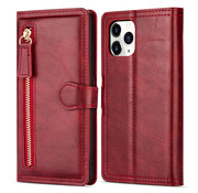 JVS Products iPhone 12 Mini Book Case Hoesje met Rits - Kunstleer - Pasjeshouder - Portemonnee - Apple iPhone 12 Mini - Rood