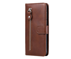 JVS Products Samsung Galaxy S21 Plus hoesje - Bookcase - Pasjeshouder - Portemonnee - Rits - Kunstleer - Bruin