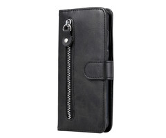 JVS Products Samsung Galaxy S21 Plus hoesje - Bookcase - Pasjeshouder - Portemonnee - Rits - Kunstleer - Zwart