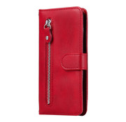 JVS Products Samsung Galaxy S10 Plus hoesje - Bookcase - Pasjeshouder - Portemonnee - Rits - Kunstleer - Rood