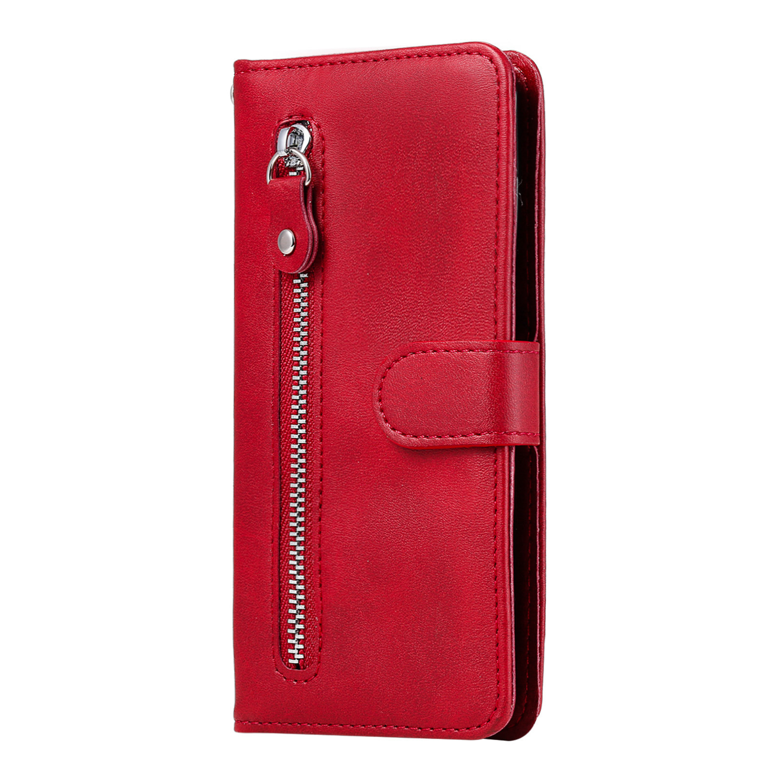 Samsung Galaxy A21S hoesje - Bookcase - Pasjeshouder - Portemonnee - Rits - Kunstleer - Rood afbeelding