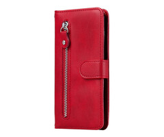 JVS Products Samsung Galaxy A52 hoesje - Bookcase - Pasjeshouder - Portemonnee - Rits - Kunstleer - Rood