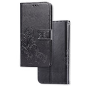 JVS Products Samsung Galaxy A21S hoesje - Bookcase - Pasjeshouder - Portemonnee - Bloemenprint - Kunstleer - Zwart