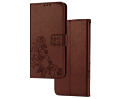 JVS Products Samsung Galaxy A72 hoesje - Bookcase - Pasjeshouder - Portemonnee - Bloemenprint - Kunstleer - Bruin