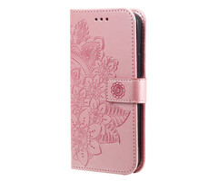 JVS Products iPhone 11 hoesje - Bookcase - Pasjeshouder - Portemonnee - Bloemenprint - Kunstleer - Rose Goud