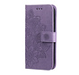 iPhone 12 Mini hoesje - Bookcase - Pasjeshouder - Portemonnee - Bloemenprint - Kunstleer - Paars kopen