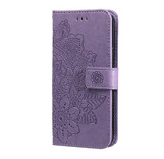JVS Products Samsung Galaxy Note 20 Book Case Hoesje met Patroon - Pasjeshouder - Portemonnee - Bloemenprint - Samsung Galaxy Note 20 - Paars