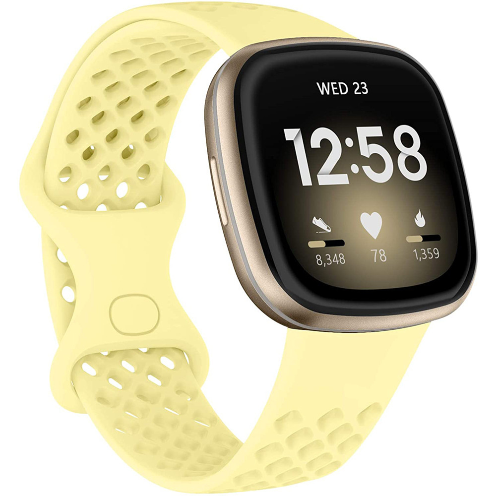 Bandje geschikt voor Fitbit Versa 3 - Maat L - Polsband - Horlogebandje - Siliconen - Geel afbeelding