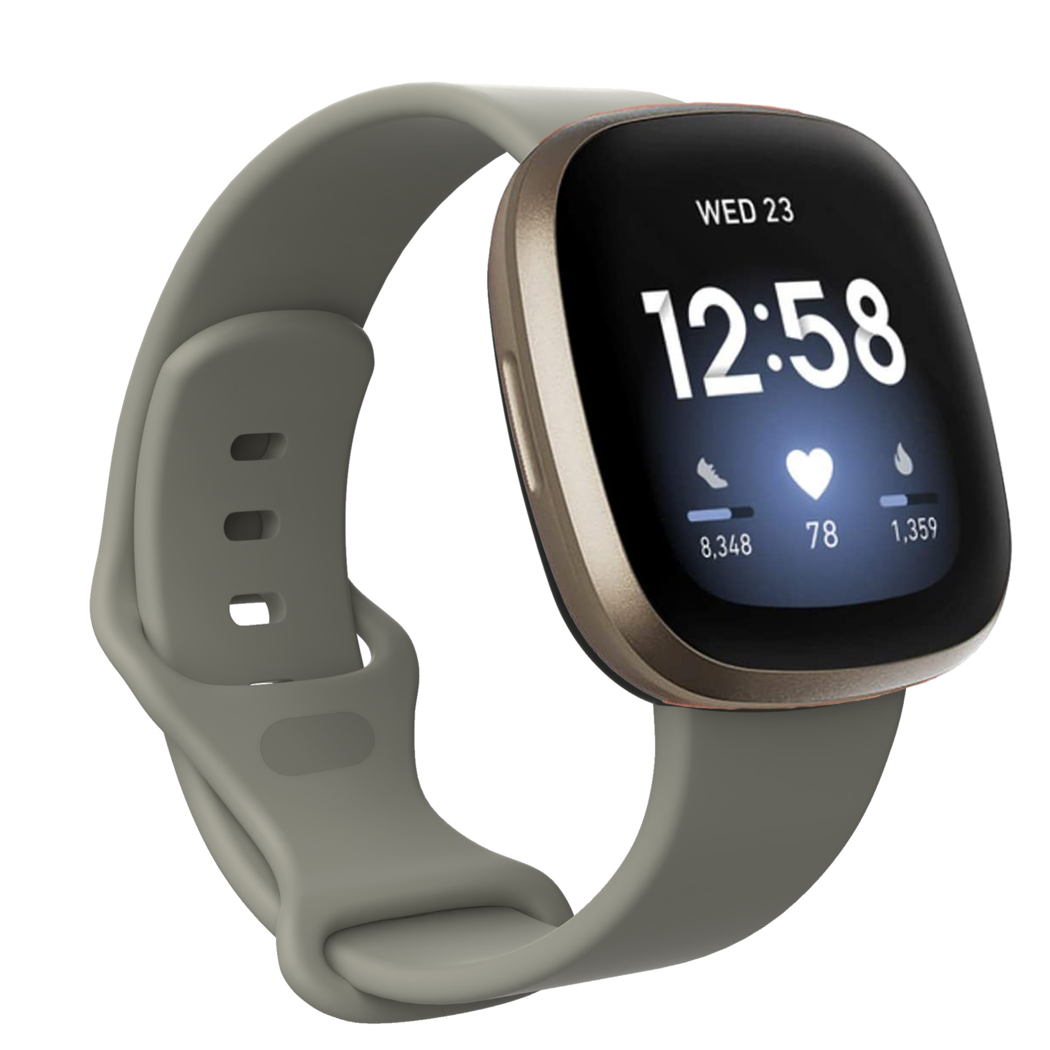 Bandje geschikt voor Fitbit Versa 3 - Maat L - Polsband - Horlogebandje - Siliconen - Grijs afbeelding