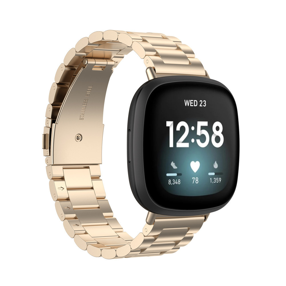 Apple Watch 38/40MM Luxe Metalen Horloge Bandje - Metaal - Vouw Sluiting - Schakel Polsband - Geschikt voor Apple Watch 1 / 2 / 3 / 4 / 5 / 6 / SE - Witgoud