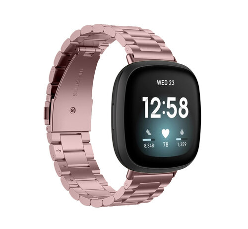 JVS Products Bandje geschikt voor Apple Watch 38/40 MM - Metalen band - Polsband - Vouw Sluiting - Metaal - Roze kopen
