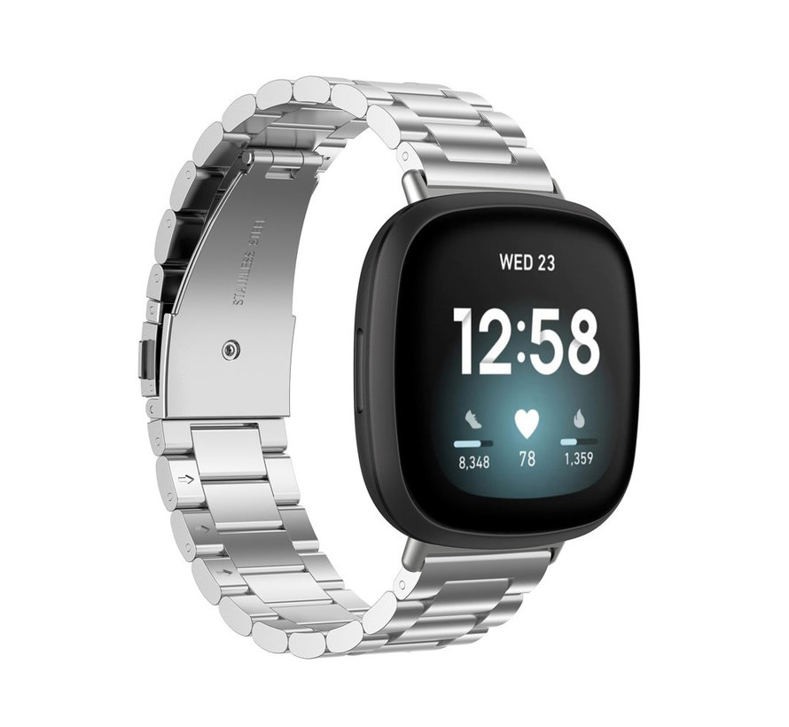 Apple Watch 42/44MM Luxe Metalen Horloge Bandje - Metaal - Vouw Sluiting - Schakel Polsband - Geschikt voor Apple Watch 1 / 2 / 3 / 4 / 5 / 6 / SE - Zilver kopen