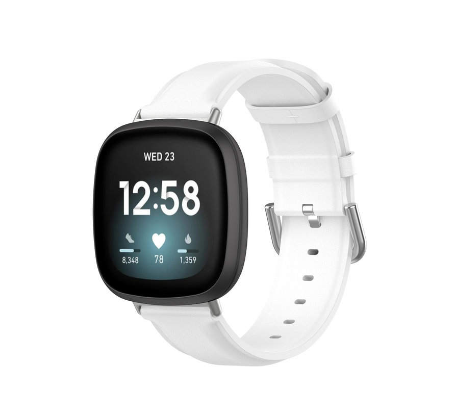 Fitbit Versa 3 Leren Bandje - Horloge Bandje - Polsband - Kunstleer - Fitbit Versa 3 - Wit kopen