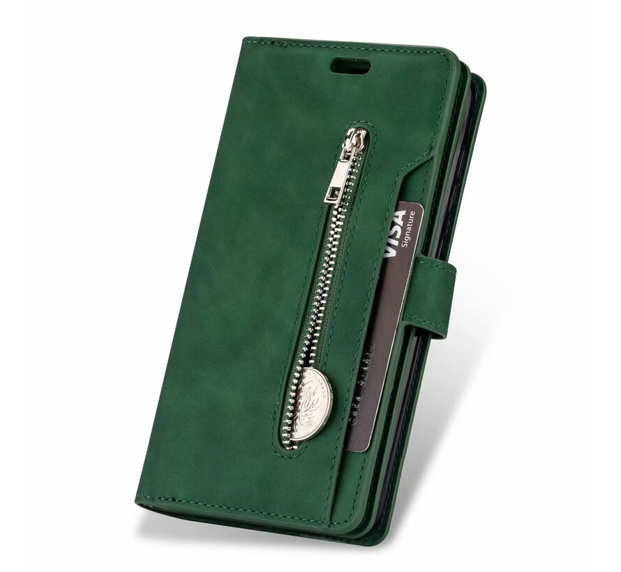 iPhone 11 Pro hoesje - Bookcase - Koord - Pasjeshouder - Portemonnee - Rits - Kunstleer - Groen kopen