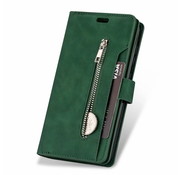 JVS Products iPhone 12 hoesje - Bookcase - Koord - Pasjeshouder - Portemonnee - Rits - Kunstleer - Groen