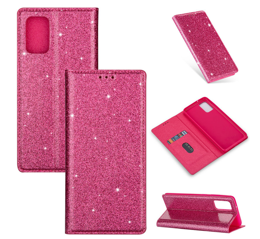 iPhone 7 Glitter Book Case Hoesje - TPU - Magnetische Sluiting - Pasjeshouder - Apple iPhone 7 - Roze kopen