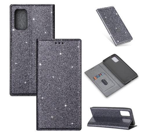 JVS Products iPhone 7 hoesje - Bookcase - Pasjeshouder - Portemonnee - Glitter - TPU - Grijs kopen