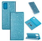 JVS Products iPhone 8 Glitter Book Case Hoesje - TPU - Magnetische Sluiting - Pasjeshouder - Apple iPhone 8 - Blauw
