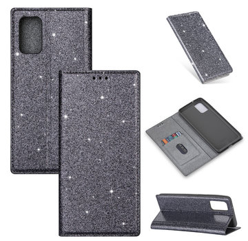 JVS Products iPhone X hoesje - Bookcase - Pasjeshouder - Portemonnee - Glitter - TPU - Grijs
