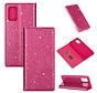 iPhone 12 Pro Max hoesje - Bookcase - Pasjeshouder - Portemonnee - Glitter - TPU - Roze kopen