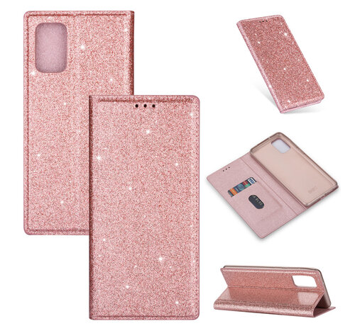 JVS Products Samsung Galaxy S21 Glitter Book Case Hoesje - TPU - Magnetische Sluiting - Pasjeshouder - Samsung Galaxy S21 - Rose Goud kopen