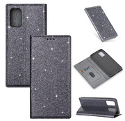 JVS Products Samsung Galaxy A71 Glitter Book Case Hoesje - TPU - Magnetische Sluiting - Pasjeshouder - Samsung Galaxy A71 - Grijs