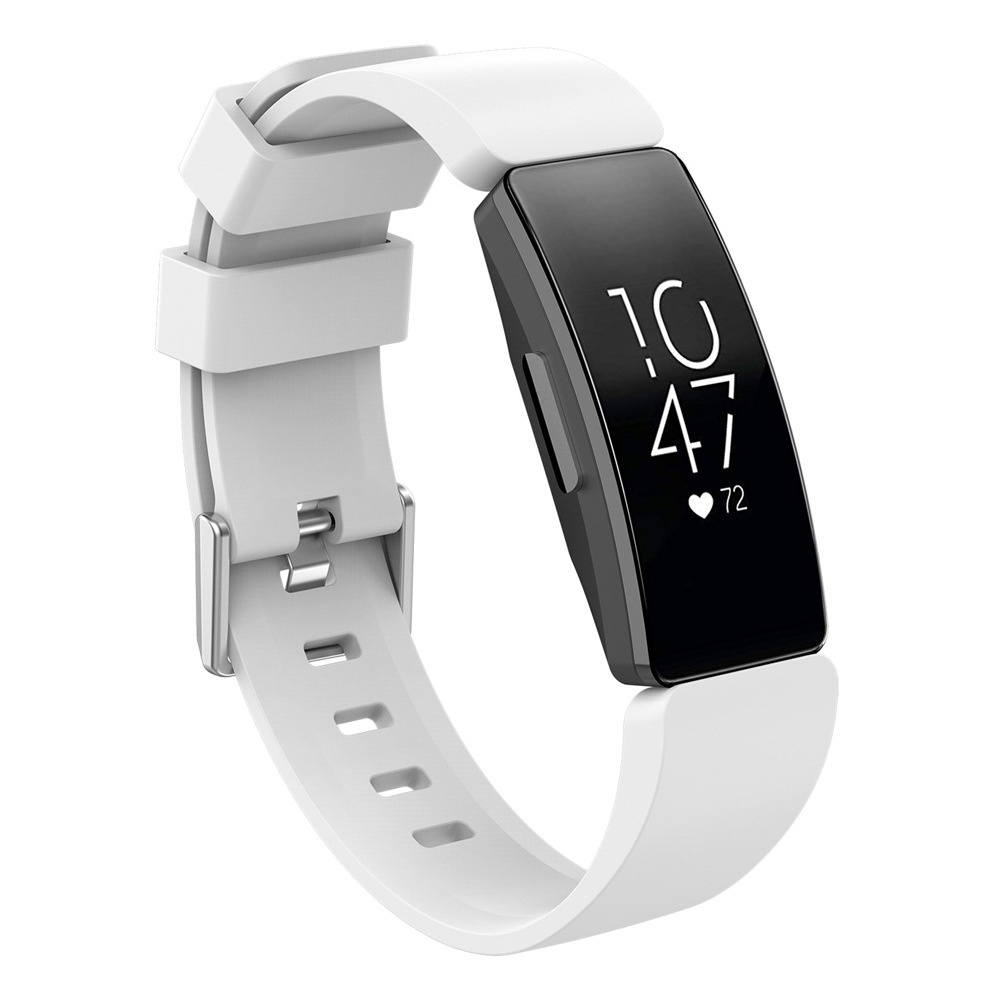 Bandje geschikt voor Fitbit Inspire HR - Maat L - Bandje - Horlogebandje - Siliconen - Wit afbeelding
