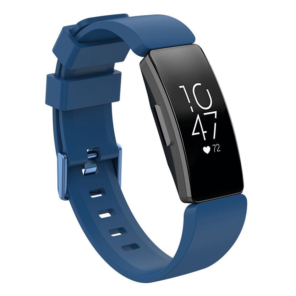 Bandje geschikt voor Fitbit Inspire HR - Maat L - Bandje - Horlogebandje - Siliconen - Donkerblauw afbeelding