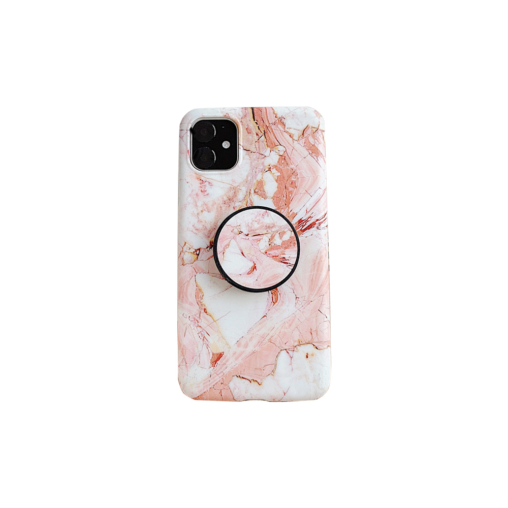 iPhone 7 hoesje - Backcover - Marmer - Ringhouder - TPU - Oranje afbeelding