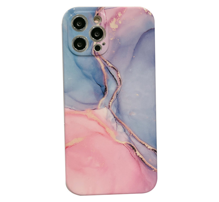 iPhone 8 hoesje - Backcover - Marmer - Marmerprint - TPU - Roze/Paars kopen