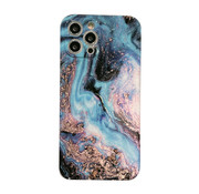 JVS Products iPhone XS Max Back Cover Hoesje Marmer - Marmerprint - TPU - Marble Design - Apple iPhone XS Max - Donkerblauw/Lichtblauw