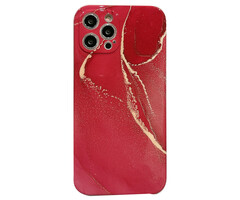 JVS Products iPhone XS Max hoesje - Backcover - Marmer - Marmerprint - TPU - Rood/Goud
