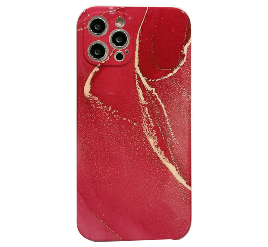 iPhone 11 Pro hoesje - Backcover - Marmer - Marmerprint - TPU - Rood/Goud kopen