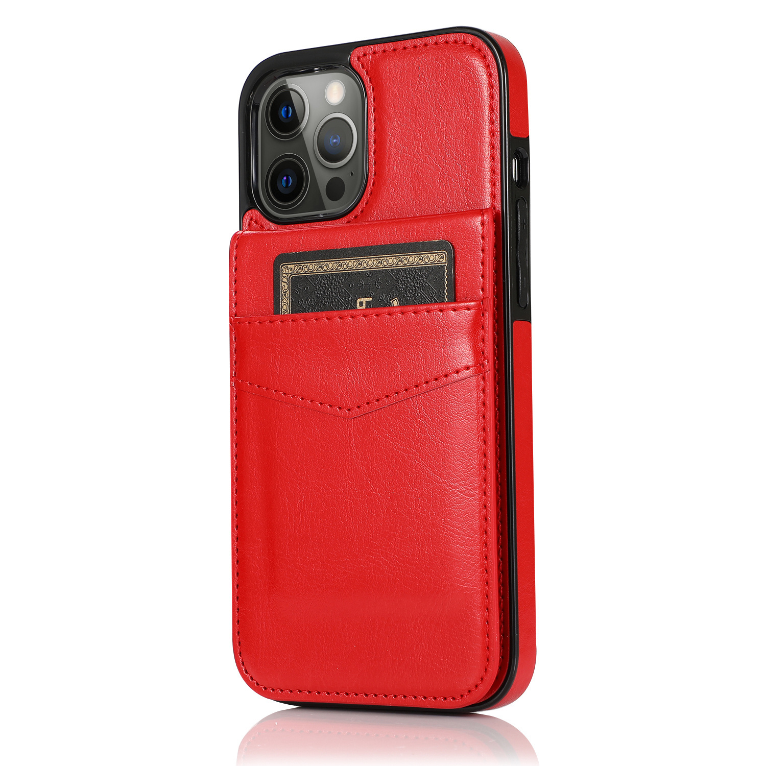 iPhone 14 hoesje - Backcover - Pasjeshouder - Portemonnee - Kunstleer - Rood