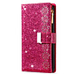 iPhone 14 Luxe Glitter Book Case Hoesje met Koord - Bloemenpatroon - Magnetische Sluiting - Portemonnee met Rits - Pasjeshouder - Apple iPhone 14 - Roze kopen