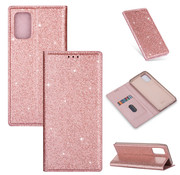 JVS Products iPhone 14 hoesje - Bookcase - Pasjeshouder - Portemonnee - Glitter - TPU - Rose Goud