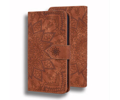 JVS Products iPhone 14 hoesje - Bookcase - Pasjeshouder - Portemonnee - Mandalapatroon - Kunstleer - Bruin