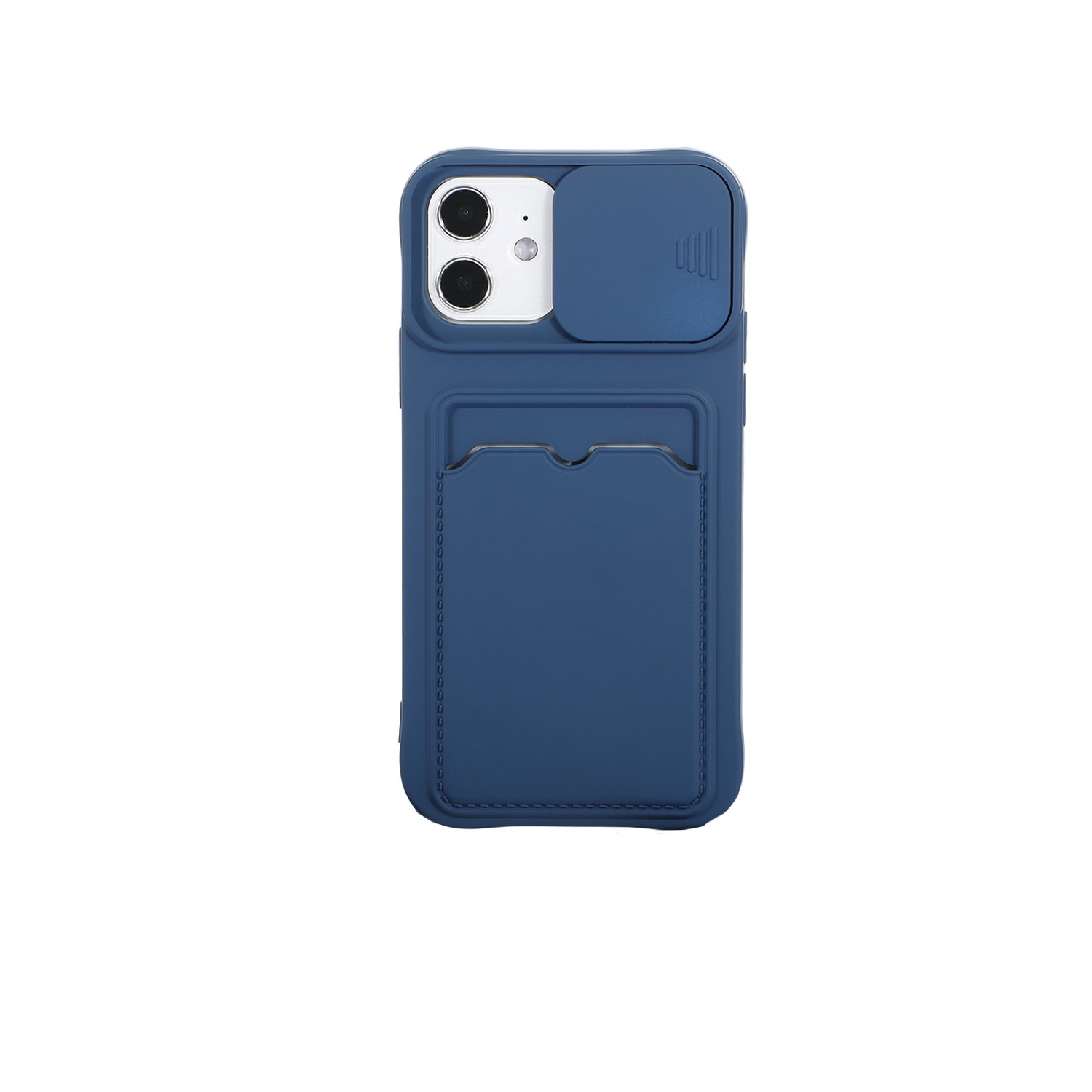 iPhone 14 Back Cover Hoesje met Camera Bescherming - Siliconen - Pasjeshouder - TPU - Apple iPhone 14 - DonkerBlauw