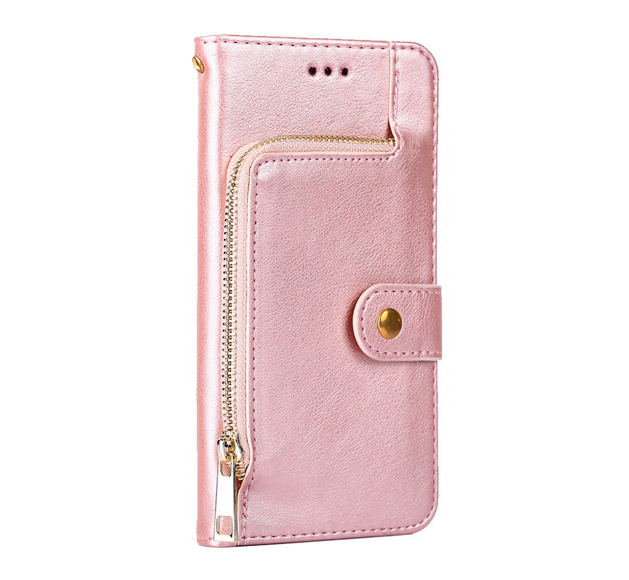 iPhone 14 hoesje - Bookcase - Koord - Pasjeshouder - Portemonnee - Rits - Kunstleer - Rose Goud kopen