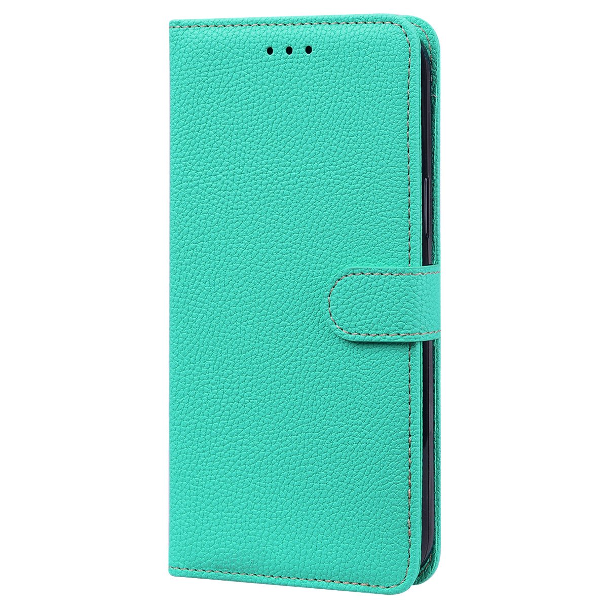 iPhone 14 Book case Hoesje met Camera Bescherming - Kunstleer - Pasjeshouder - Koord - iPhone 14 Turquoise