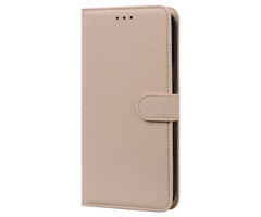 JVS Products iPhone 14 hoesje - Bookcase - Koord - Pasjeshouder - Portemonnee - Camerabescherming - Kunstleer - Beige