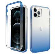 JVS Products iPhone 14 Pro Full Body Hoesje - 2-delig Back Cover Siliconen Case TPU Schokbestendig - Apple iPhone 14 Pro – Transparant / Blauw