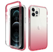 JVS Products iPhone 14 Pro Full Body Hoesje - 2-delig Back Cover Siliconen Case TPU Schokbestendig - Apple iPhone 14 Pro – Transparant / Roze