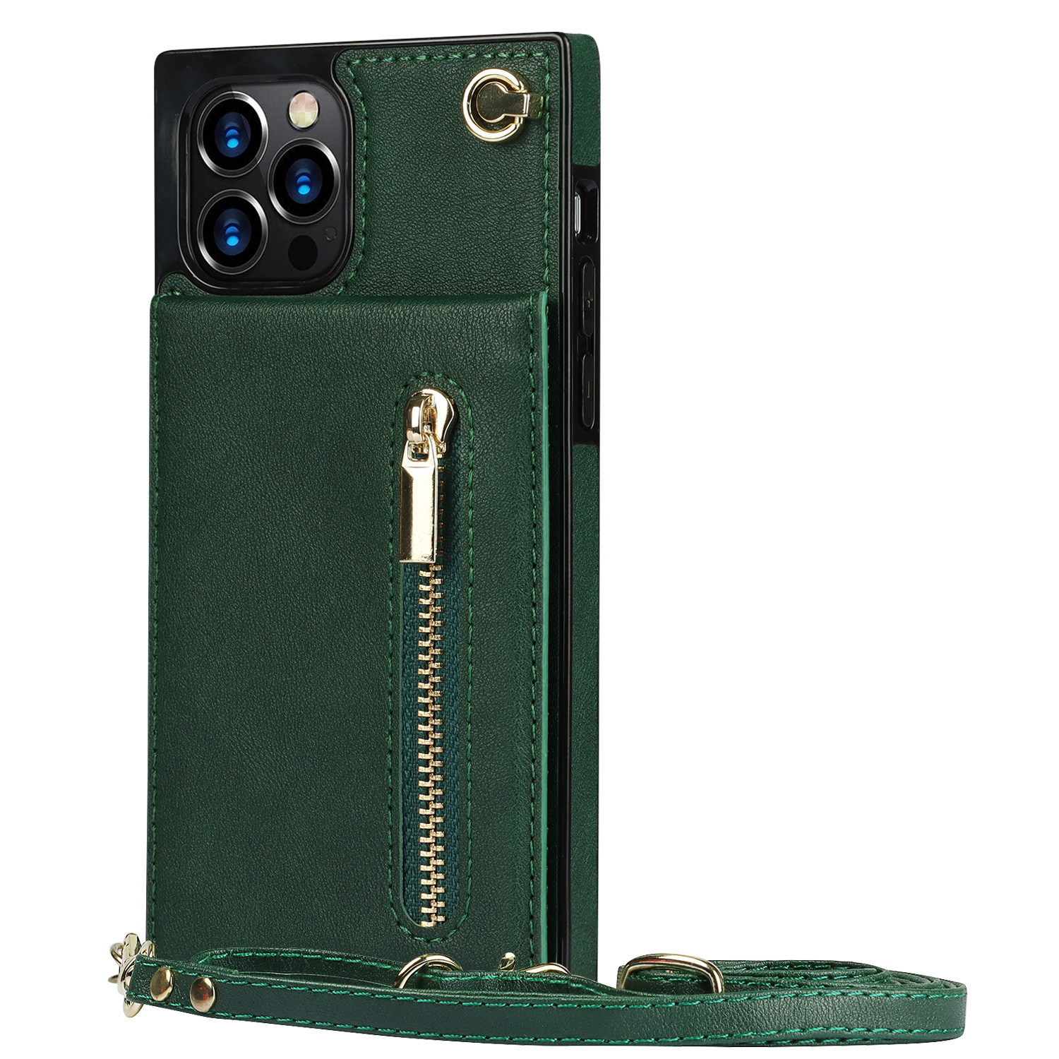 iPhone 14 Pro hoesje - Backcover - Pasjeshouder - Portemonnee - Koord - Kunstleer - Groen