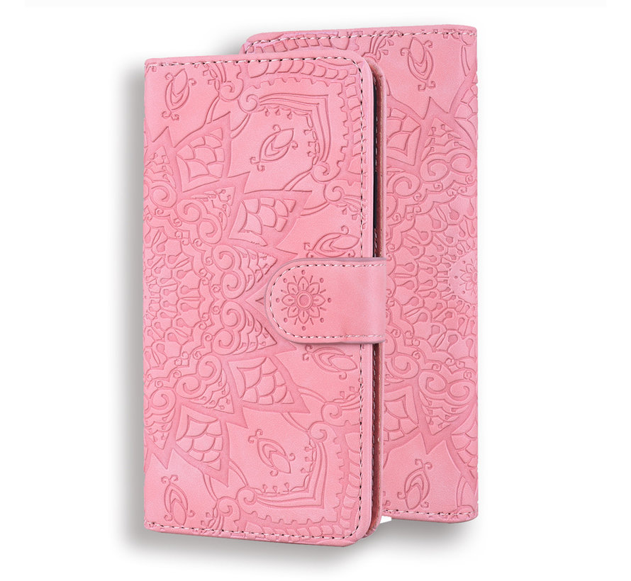 iPhone 14 Pro Book Case Hoesje met Mandala Patroon - Pasjeshouder - Portemonnee - Kunstleer - Apple iPhone 14 Pro - Roze kopen