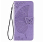 iPhone 14 Pro hoesje - Bookcase - Pasjeshouder - Portemonnee - Vlinderpatroon - Kunstleer - Paars kopen