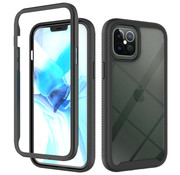 JVS Products iPhone 14 Pro Max Full Body Hoesje - 2-delig Rugged Back Cover Siliconen Case TPU Schokbestendig - Apple iPhone 14 Pro Max – Transparant / Zwart