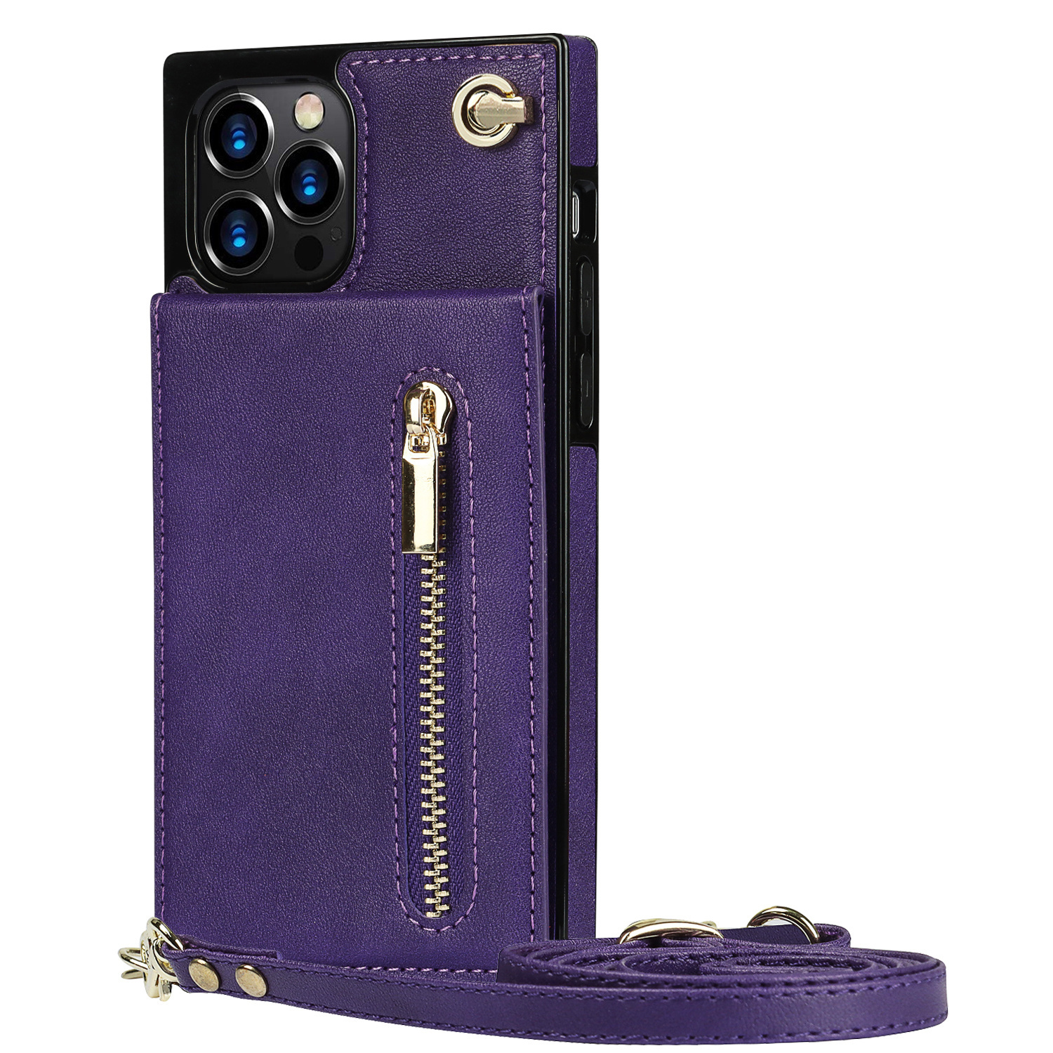 iPhone 14 Pro Max hoesje - Backcover - Pasjeshouder - Portemonnee - Koord - Kunstleer - Paars afbeelding